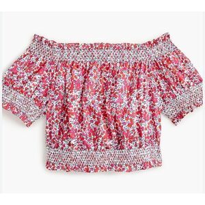 J. Crew Cotton Poplin Cropped Top Liberty Wiltshire Pink Floral Print Size Large